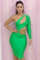 Green One-shoulder Cutout Club Bodycon Dress  SA-BLL2670-3 Fashion Dresses and Bodycon Dresses by Sexy Affordable Clothing