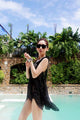 Black Korea Crocheted Beach Cover Smock Dress  SA-BLL3777-1 Sexy Swimwear and Cover-Ups & Beach Dresses by Sexy Affordable Clothing