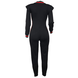 Long Sleeve Bodycon Ruffle Jumpsuit #Black #Ruffle SA-BLL55163-1 Women's Clothes and Jumpsuits & Rompers by Sexy Affordable Clothing