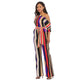 One Off Shoulder Print Colorful Striped Jumpsuits With Belt #One Shoulder #Striped SA-BLL55375-5 Women's Clothes and Jumpsuits & Rompers by Sexy Affordable Clothing