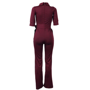 Sexy Women Half Sleeve Belt Solid Casual Jumpsuit #Blue SA-BLL55193-7 Women's Clothes and Jumpsuits & Rompers by Sexy Affordable Clothing