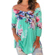 Sexy Off Shoulder Drape Floral 3/4 Sleeve Loose Casual Tops #Tops #Green SA-BLL621-5 Women's Clothes and Blouses & Tops by Sexy Affordable Clothing