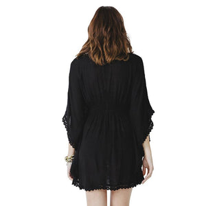 St Barts Crochet Trim Kaftan Cover Up #Beach Dress #Black SA-BLL3753-2 Sexy Swimwear and Cover-Ups & Beach Dresses by Sexy Affordable Clothing