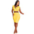 Fashion Round Neck Ruffle Design Knee Length Dress #Yellow #Ruffle #Round Neck