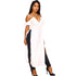Ruffled Sling Mara Split Long Gown #White #Straps #Split #Ruffled