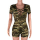 Camo Printed V-neck Short Playsuits #V-Neck #Printed #Camo SA-BLL55588 Women's Clothes and Jumpsuits & Rompers by Sexy Affordable Clothing