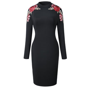Women's Floral Bodycon Dress #Midi Dress #Bodycon Dress #Black SA-BLL36001-2 Fashion Dresses and Bodycon Dresses by Sexy Affordable Clothing