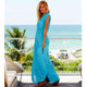 Turquoise Long Beach Cover Ups Kaftan #Kaftan #Cardigan SA-BLL38517-2 Sexy Swimwear and Cover-Ups & Beach Dresses by Sexy Affordable Clothing
