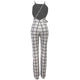 Sexy Checks Halter Plaid Jumpsuit With Open Back #Jumpsuit #White #Halter #Plaid SA-BLL55446-1 Women's Clothes and Jumpsuits & Rompers by Sexy Affordable Clothing