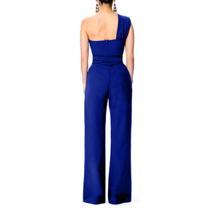 One Shoulder Tunic Belted Jumpsuits #Jumpsuit #Blue SA-BLL55395-6 Women's Clothes and Jumpsuits & Rompers by Sexy Affordable Clothing