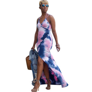 Asymmetric Hem Open Back Tie Dye Maxi Dress #Straps #Asymmetric SA-BLL51464 Fashion Dresses and Maxi Dresses by Sexy Affordable Clothing