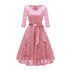 V-Neck Lace Three Quarter Sleeve A-Line Dress #Lace #Pink #V-Neck #A-Line #Three Quarter
