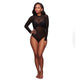 Kaden Black Striped Mesh Bodysuit #Bodysuit SA-BLL8008-1 Women's Clothes and Bodysuits by Sexy Affordable Clothing