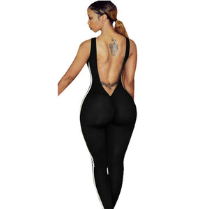 Black Sleeveless Two-Line Detail Bodycon Jumpsuit #Jumpsuit #Black SA-BLL55410-1 Women's Clothes and Jumpsuits & Rompers by Sexy Affordable Clothing