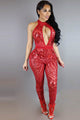 Red Sequin Jumpsuit  SA-BLL55268-1 Women's Clothes and Jumpsuits & Rompers by Sexy Affordable Clothing