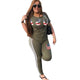 American Flag Print Green Sportive Top and Pants #Two Piece #Printed #American Flag SA-BLL282636 Sexy Clubwear and Pant Sets by Sexy Affordable Clothing