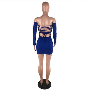 Sexy Off-Shoulder Solid Color Backless Mini Dress #Off Shoulder #Backless #Slash Neck SA-BLL282784 Fashion Dresses and Mini Dresses by Sexy Affordable Clothing