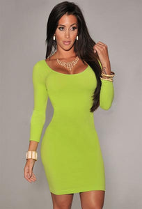 Emerald Round Neck Seamless Perfect Fit Three Quarter Sleeves Dr  SA-BLL27898-2 Fashion Dresses and Bodycon Dresses by Sexy Affordable Clothing