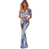 Blue Nude Snake Print V Neck Maxi Dress #V Neck #Print