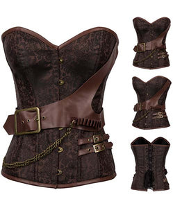 Steampunk Renaissance Leather Buckle Chain Lace Brocade Corset #Brown #Al Items #Corset SA-BLL42680 Sexy Lingerie and Corsets and Garters by Sexy Affordable Clothing