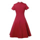 Peter Pan Collar Buttoned Vintage Dress #Red SA-BLL36197 Fashion Dresses and Skater & Vintage Dresses by Sexy Affordable Clothing