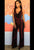 Belt Design V Neck Printed Jumpsuit  SA-BLL55194 Women's Clothes and Jumpsuits & Rompers by Sexy Affordable Clothing