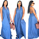 Denim Jean Overload Halter Dress #Halter #V-Neck #Denim SA-BLL51187 Fashion Dresses and Maxi Dresses by Sexy Affordable Clothing