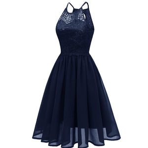 Lace Upper Halter Midi Skater Dresses #Lace #Blue #Skater Dress #Halter SA-BLL36206-3 Fashion Dresses and Midi Dress by Sexy Affordable Clothing