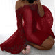 Occasional Off Shoulder Lace Dress with Wide Cuffs #Lace #Red #Off Shoulder SA-BLL36166-2 Fashion Dresses and Midi Dress by Sexy Affordable Clothing