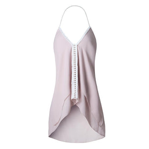 Low Cut Irregular Strappy Tank Top #Pink #Top SA-BLL591 Women's Clothes and Blouses & Tops by Sexy Affordable Clothing