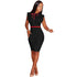 Fashion Round Neck Ruffle Design Knee Length Dress #Black #Ruffle #Round Neck