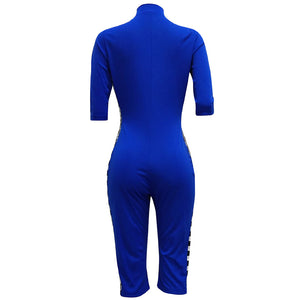 Khari Moto Jumpsuit #Jumpsuit #Blue #Zipper SA-BLL55414-3 Women's Clothes and Jumpsuits & Rompers by Sexy Affordable Clothing