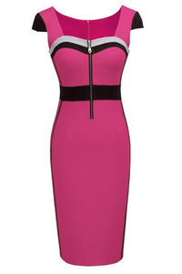 Women Voguish Colorblock Square Neck Party Dress  SA-BLL36116-4 Fashion Dresses and Midi Dress by Sexy Affordable Clothing