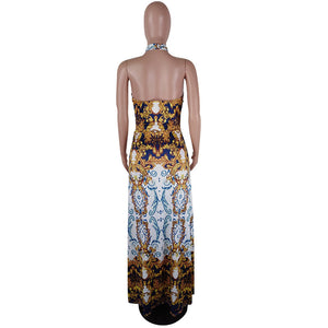 High Cut Sexy Print Retro Split Long Dress #Print #Split #Retro SA-BLL51439 Sexy Lingerie and Gowns & Long Dresses by Sexy Affordable Clothing