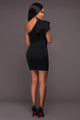 Black Single Ruffle Shoulder Mini Dress  SA-BLL28133-1 Fashion Dresses and Mini Dresses by Sexy Affordable Clothing