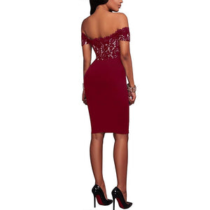 Red Strapless Lace Printed Dresses #Strapless SA-BLL36023-3 Fashion Dresses and Midi Dress by Sexy Affordable Clothing