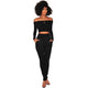 Black Ribbed Knit Off Shoulder Two Piece Set #Long Sleeve #Two Pieces SA-BLL2183-1 Sexy Clubwear and Pant Sets by Sexy Affordable Clothing