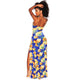 Blue Yellow Floral Tie Up Slit Maxi Dress #Maxi Dress #Yellow #Blue SA-BLL5034-1 Fashion Dresses and Maxi Dresses by Sexy Affordable Clothing