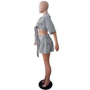 Bandages Striped Shorts Swimwear Two Pieces Set #Stripe #Two Piece #Bandages SA-BLL28179-2 Sexy Clubwear and Pant Sets by Sexy Affordable Clothing