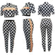 White and Black Checks Crop Pant Set #Two Piece #Crop SA-BLL282464-2 Sexy Clubwear and Pant Sets by Sexy Affordable Clothing