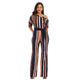 One Off Shoulder Print Colorful Striped Jumpsuits With Belt #One Shoulder #Striped SA-BLL55375-4 Women's Clothes and Jumpsuits & Rompers by Sexy Affordable Clothing