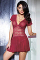 Burgundy Beauty Flutter Sleeve Chemise  SA-BLL27790 Sexy Lingerie and Chemise by Sexy Affordable Clothing