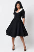 Unique Vintage 1950s Black & White Sleeved Eva Marie Swing Dress