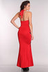 Red Mesh Cut Out Maxi Dress