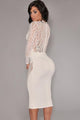 White Lace Accent Party Midi Dress  SA-BLL27803-1 Fashion Dresses and Midi Dress by Sexy Affordable Clothing