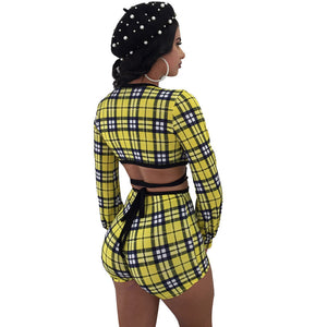 Cher Print Plaid Short Set #Two Piece #Printed #Plaid SA-BLL282489 Sexy Clubwear and Pant Sets by Sexy Affordable Clothing