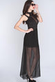 Black Netted Cut Out Mock Neck Sexy Maxi Dress  SA-BLL5100 Fashion Dresses and Maxi Dresses by Sexy Affordable Clothing