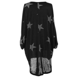 Quirky Batwing Long Sleeve Star Print Tunic Jumper Dress #Black SA-BLL28238-1 Sexy Clubwear and Club Dresses by Sexy Affordable Clothing