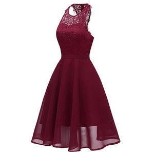 Lace Upper Sleeveless Scoop Skater Dress #Lace #Red #Sleeveless #Zipper SA-BLL36207-2 Fashion Dresses and Midi Dress by Sexy Affordable Clothing