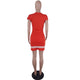 Letter Print Club Dress With Drawstring Waist #Red #Short Sleeve #O Neck SA-BLL282664-2 Sexy Clubwear and Club Dresses by Sexy Affordable Clothing
